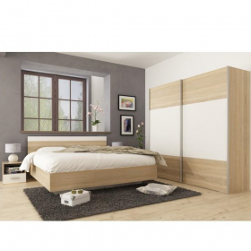 Set complet dormitor pat 180 x 200 cm, stejar, sonoma / alb GABRIELA NEW